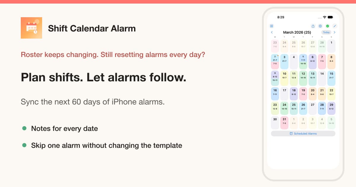 Shift Calendar Alarm Titelbild