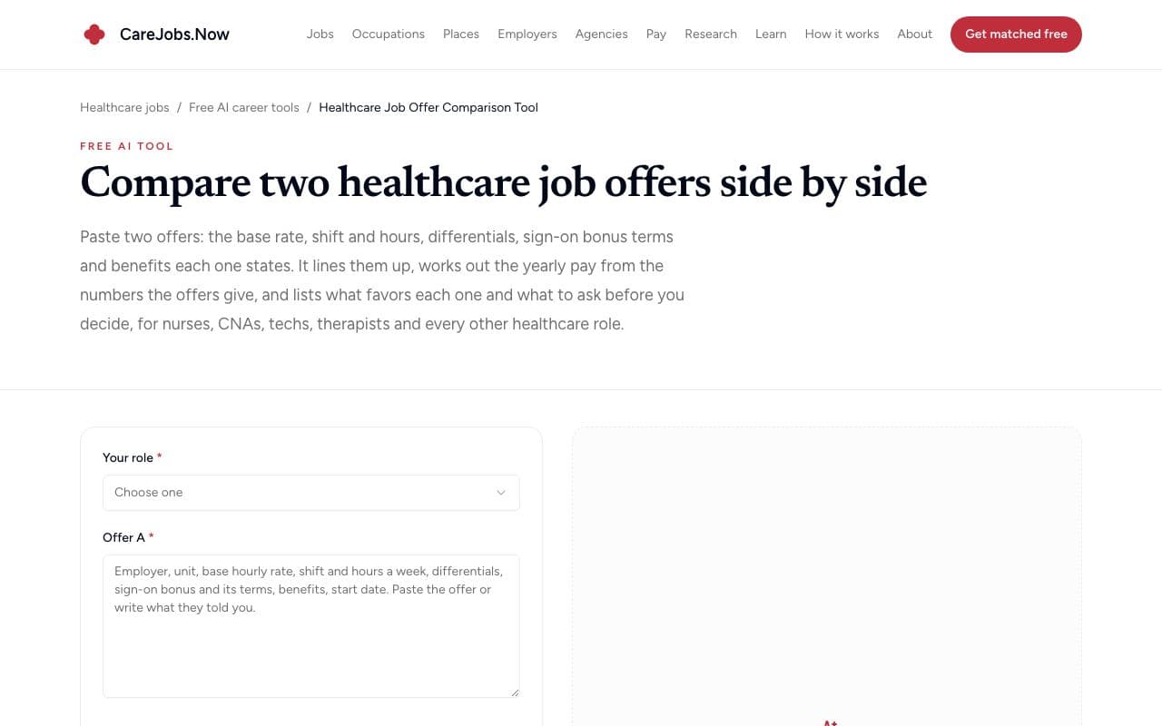 Healthcare Job Offer Comparison Tool Titelbild