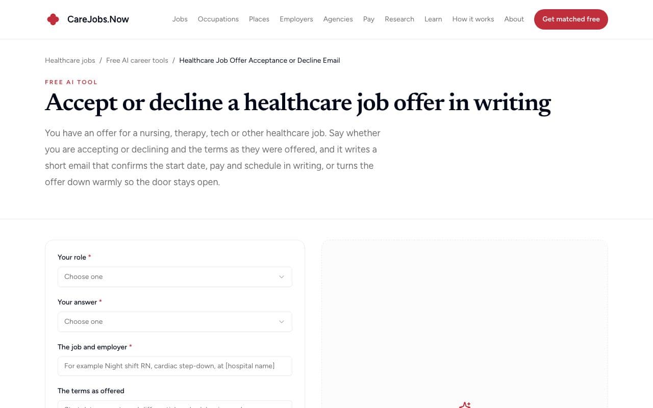 Healthcare Job Offer Acceptance or Decline Email Titelbild